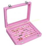 Vicoter 7-Slot Velvet Ring Organizer Pink