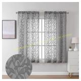 Lecloud Leia Jacquard Sheer Curtains 38x54, phone