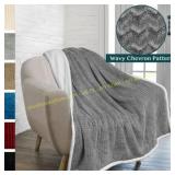 PAVILIA Chevron Sherpa Throw Blanket 50x60