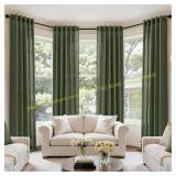 MIULEE Olive Green Linen Curtains 84" 4 Panels