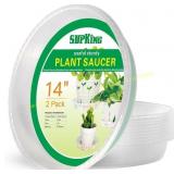 SupKing 14" Plant Saucers, 2 Pack, Clear