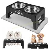 Jovrun Elevated Dog Bowls, 2 Stainless Dishes