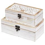 2 Piece Tree of Life Carved Wooden Boxes, Lids