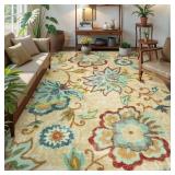 Lahome Floral Washable Rug 5x7 Non-Slip