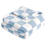 Yurhap Checkered Baby Blanket, Fleece, Blue