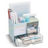 QIYVLOS 3-Drawer Desk Organizer, Blue