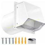 6-Inch Dryer Vent Cover, White Exterior Vent