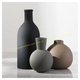 Ceramic Vase Set of 3   Rustic Terra Cotta