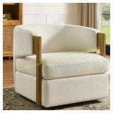 Henredon Wynn Fabric Swivel Chair wood arms