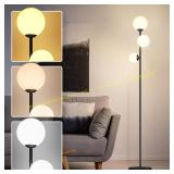 Globe Floor Lamps, 3 Color Temp, Black (3)