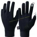 Compression Running Gloves Liner, Black, Watch ban