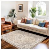 3x5 Rug: Vintage Beige, Washable, Non-slip