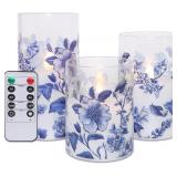 Flameless Glass Candles with Remote, 3-set