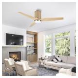 52 In. Solid Wood Flush Mount Fan with Light