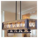 Modern Farmhouse Chandelier, 32' W, Black