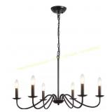 Matte Black Candle-Style Chandelier, 6-Light