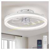 20 in. Smart Indoor White Ceiling Fan w/ LED