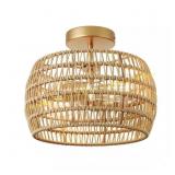 Farmhouse 12.59 in. 2-Light Rattan Light