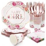 Baby Shower Floral Plates, Cups, Napkins (24)