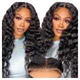 Curly Wigs Human Hair Deep Wave Closure Front
