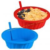 Koluti Silicone Cereal Bowl with Straw Set 2