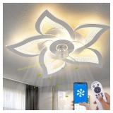 Yfrest Ceiling Fan with Lights Remote, White