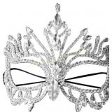 Metal Masquerade Mask with Rhinestone (Silver)