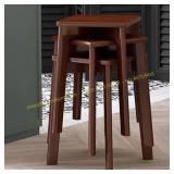 Stackable Solid Oak Stools (Set of 4)