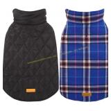 Kuoser Waterproof Dog Coat, Reversible Navy S