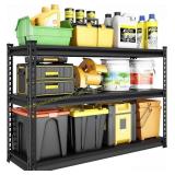 48'W Garage Shelving, 3-Tier, Black