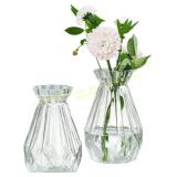 MyGift 5-Inch Glass Diamond Vases, Set of 2