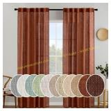 MIULEE Burnt Orange Linen Curtains 84' 2P