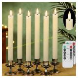 JOIONE Flameless Taper Candles, 6Pack Ivory