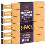 Bamboo Drawer Dividers Organizer (Set of 6)