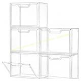 5 Pack Clear Storage Bins with Lids, Stackable