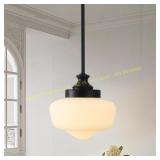 1-Light Black & Milk White Pendant Light