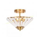 11 in. 2-Light Brushed Gold Semi-Flush Mount