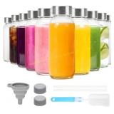 Luxfuel 12 oz Glass Juice Bottles with Lids