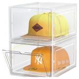SCAVATA Hat Organizer Box, 8 Hats (2 Pack)