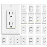 BESTTEN 20 Pack - 15A Decorator Outlet, White