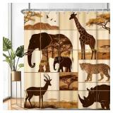 Shower Curtain: Brown Jungle Animals 71x74'
