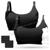 Momcozy Pumping and Nursing Bra, Black, L