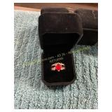 Ladies Stacked Red Heart Size 6 Ring
