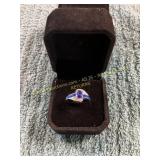 Ladies Blue Oval Stoned Size 6 Party Ring