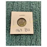 1963 Rosy Dime BU