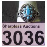 Simulated turquoise and diamond ring  Size 9 ï¿½