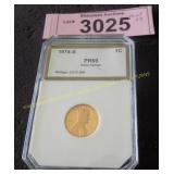 1974 S proof graded 60 Lincoln penny deep cameo