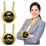 2ct Tondiamo 6" Gold Goat Turnover Chain Medal