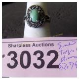 Simulated turquoise and diamond ring  Size 7 ï¿½