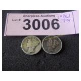 1926 D and 1946 Mercury silver dimes